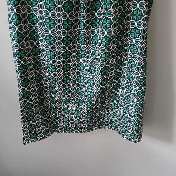 J.Crew Women's Sz 4 Dress Open Back Silk Mini Silk Geometric Green Blue Floral - Picture 4 of 15